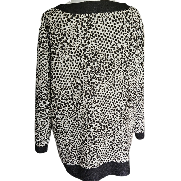 Chico's Black Textured Abstract Print Full Zip Cardigan - Picture 2 of 5